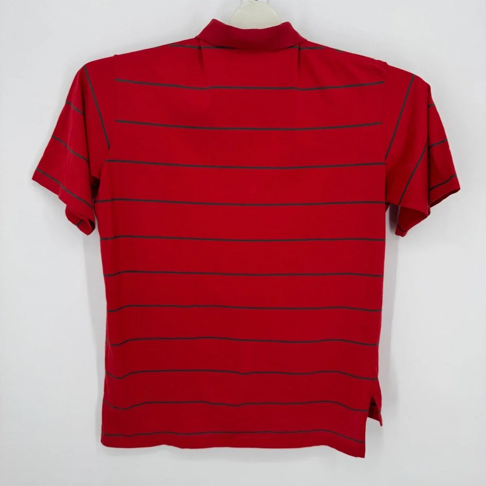 Vintage Polo by Ralph Lauren Polo Shirt XL Red Green Striped Crest Logo USA Made